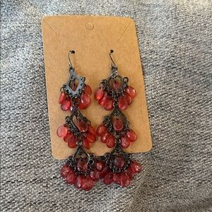 Red Crystal Chandelier Earrings - Women Jewelry